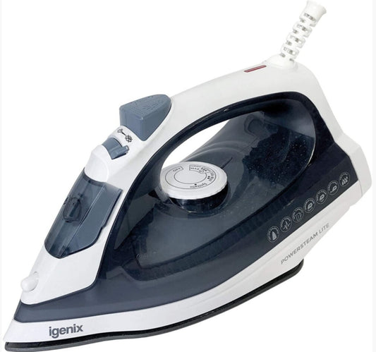 Igenix IG3116 PowerSteam Lite Vertical Steam Iron, Ceramic Non-Stick Soleplate, 220 ml Water Tank Capacity, 1600 W, Blue/White