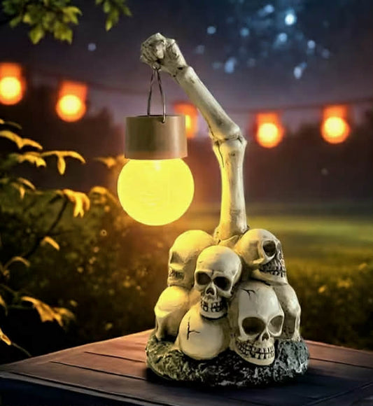 Skull Stack Lantern, Solar Statue Light, Decoration for The Day of The Dead in Mexico, Suitable for Gardens, Courtyards, Lawns, Tables, Ponds, Balconies