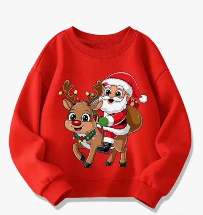 Kids Christmas Jumper Kids Sweatshirt 
Top Long Sleeve Round Neck Cotton Casual Comfortable
