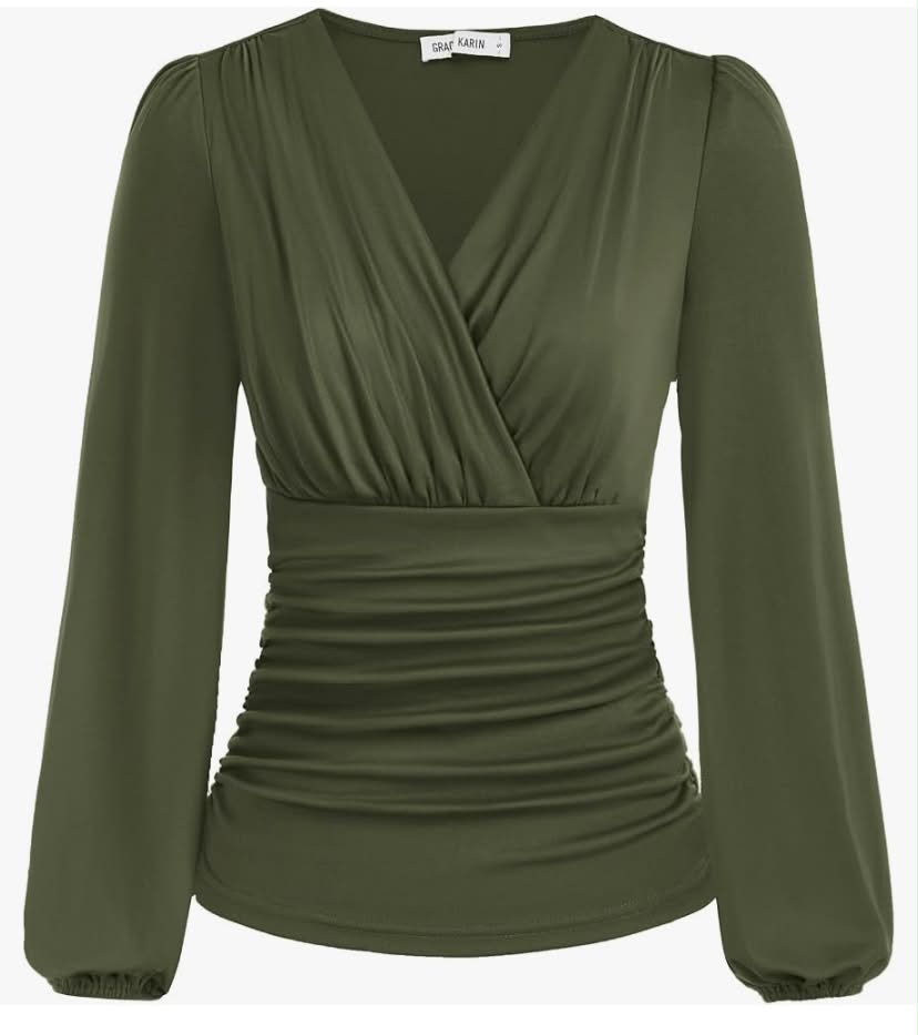 GRACE KARIN Women Long Sleeve Tops Ruched Tunic Blouses Casual Top Shirts
