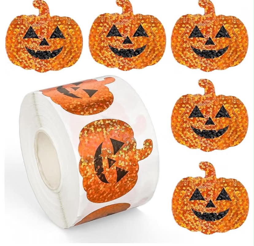 pumpkin stickers, Halloween, waterproof, decoration set
Self-adhesive glitter pumpkin stickers, 500 per roll, for cards, gifts, party decor
