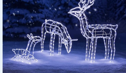 Mains Operated LED Iridescent Reindeer Family