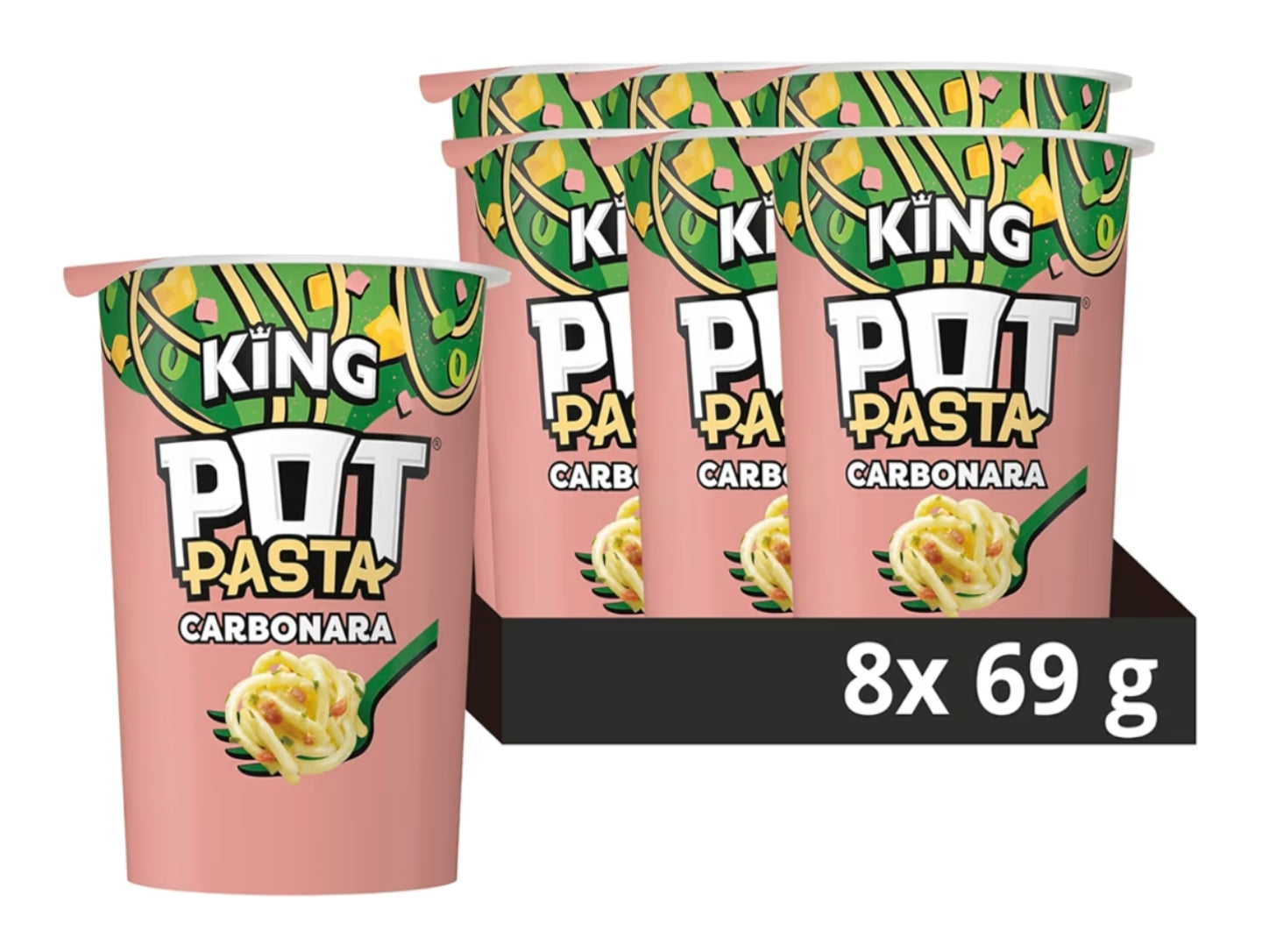 Pot Pasta King Creamy Carbonara instant hot snack from the nation's favourite instant noodles brand* quick snacks for when you need filling up 8x 69 g