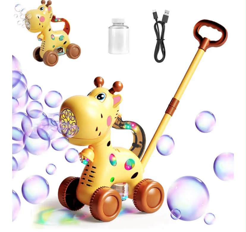 Rechargeable Bubble Lawn Mower Machine Push Cart Toy for Kids Toddlers, USB C Rechargeable Electric Automatic Bubble Gun Maker Blower/Rich Bubbles/Removeable Rod,Outdoor Toy Garden Games