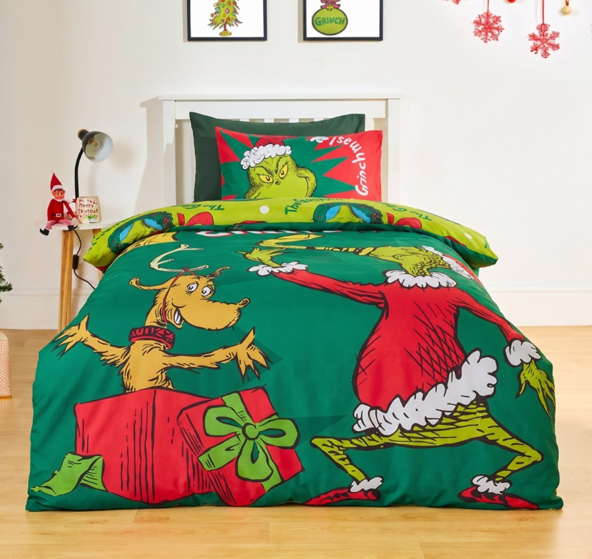 Grinch Printed Duvet Set - Green