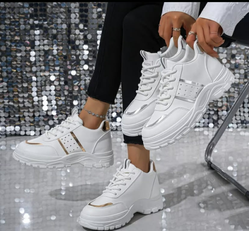 New Style Platform Sneakers with Hidden Height Increase, Trendy And Versatile Casual Shoes., Women Shoes