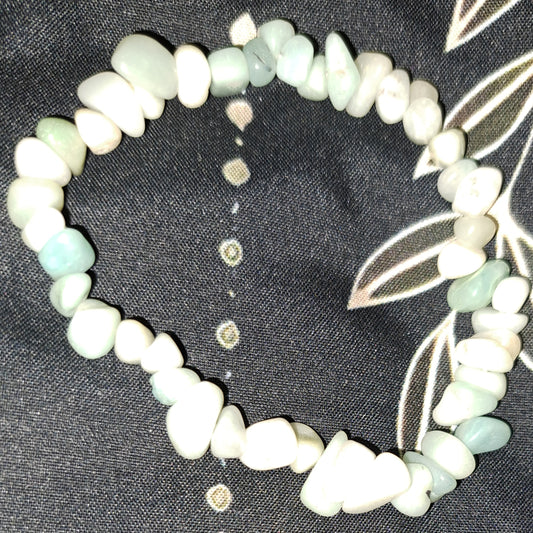Real crystal amazonite chip bracelet