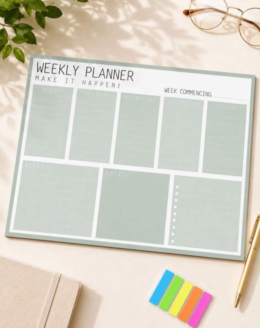 1 pc Weekly Planner - Daily Planner To Do List Task Checklist Notepad Undated Goals Planning Pad Tear-Off Notepad,Back To School Supplies Office Supplies Teacher Appreciation Gifts