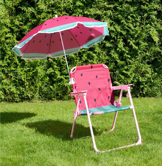 Kids Watermelon Print Camping Chair with Parasol