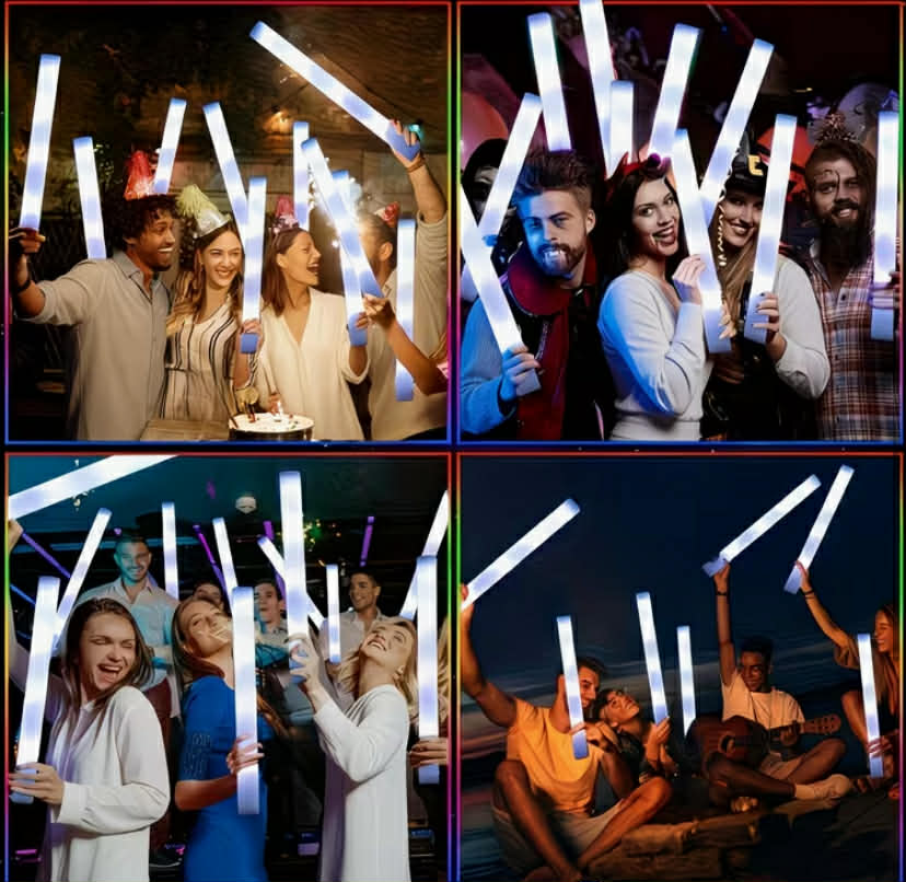24/48 pcs of 3 LED, white foam flash stick batch, 3 modes of flash LED light stick flash in the dark party supplies light