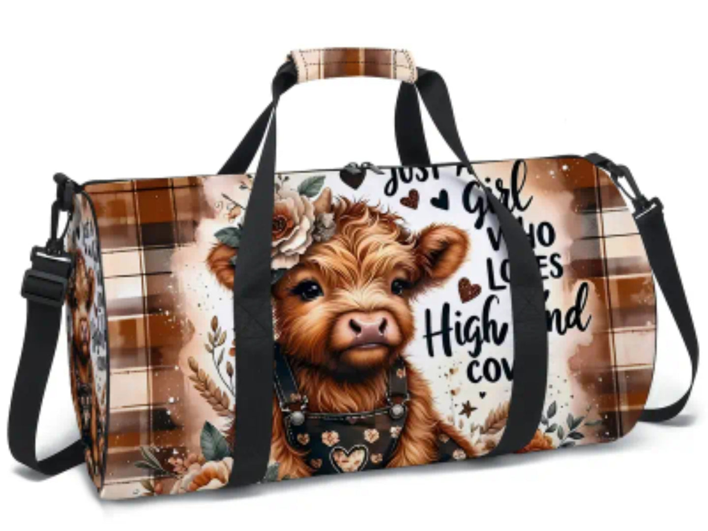 Highland Cow Print Travel Bag - Scottish Cow Pattern Clothing Storage Bag