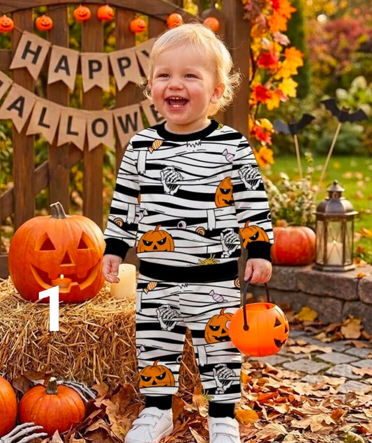 2pcs Set Baby Boy Round Neck Casual Halloween outfit