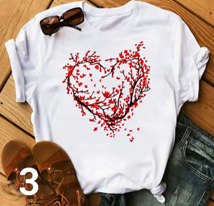 Watercolor Butterfly Heart Printed T Shirt