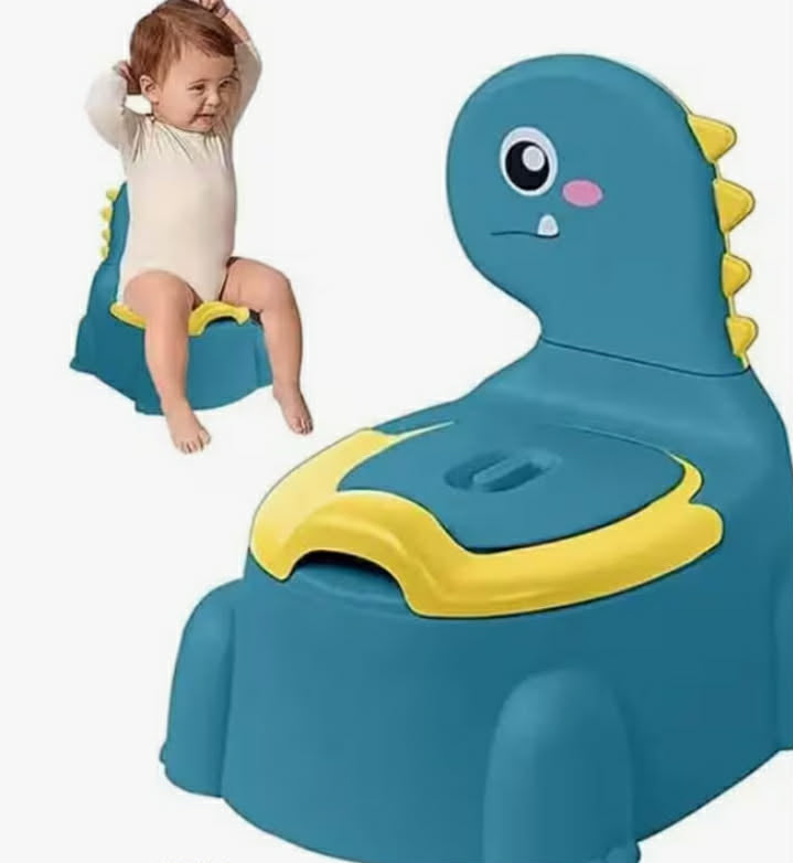 Duffy Baby Potty Toilet, Cartoon Dinosaur Training Potty Toilet, Toddler Potty Chair with Rubber Base Toilet Tissue Dispenser & Guard Children Toilet Training for Child Toddler