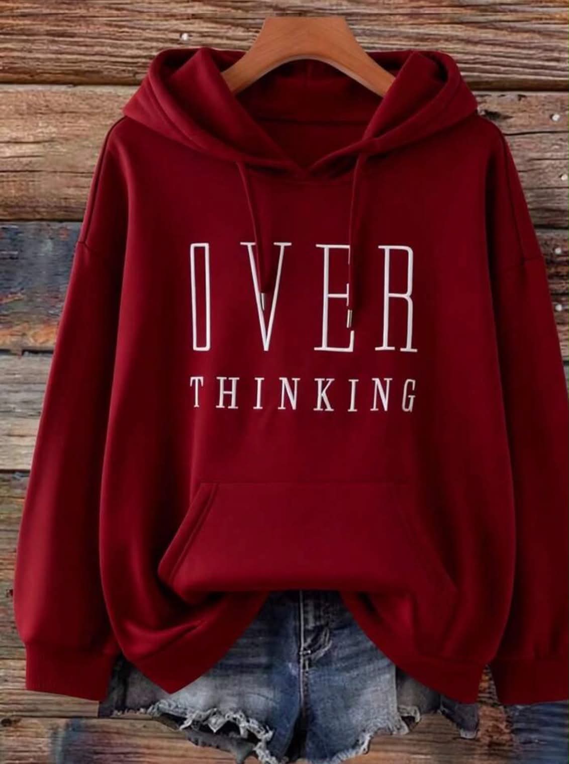 Women Letter Embroidery Sweatshirt, Casual Loose Fit Retro American Style Hooded Sweatshirt