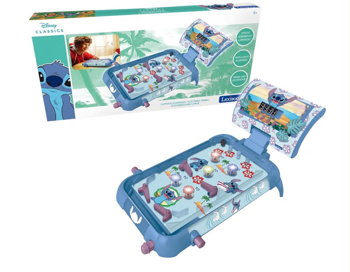 Stitch, spiderman and batman Electronic table pinball, Action and reflex game for children and family, LCD screen, light and sound effects,
