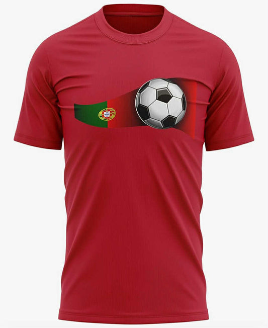 Mens Portugal Waving Flag T Shirt - Football Country Portuguese Gifts for Him - Soccer Ball Present