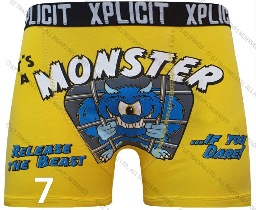 Xplicit Men’s Novelty Boxer Shorts Funny Rude Cartoon Trunk Print Underwear Pack