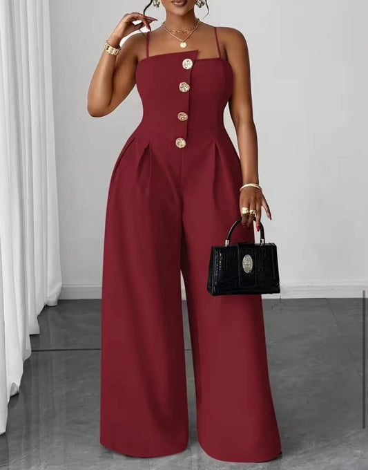 Plus-Size Structured Full-Length Pants Solid Color Strap Belted Wide Leg Pants Daily Commute Casual Fashion Leggings