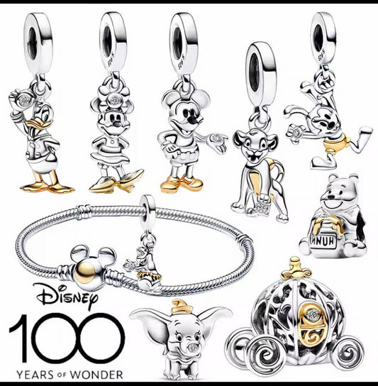 925 Silver Disney Anniversary Serie Charms Pendant Fit Necklace Bracelet

X1