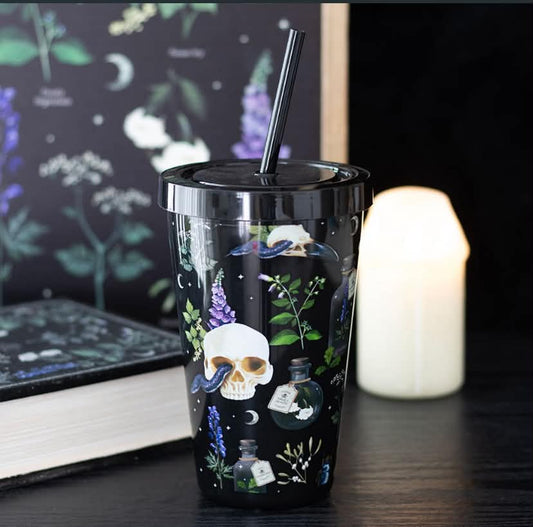 VENOM & VINES PRINT TUMBLER WITH STRAW