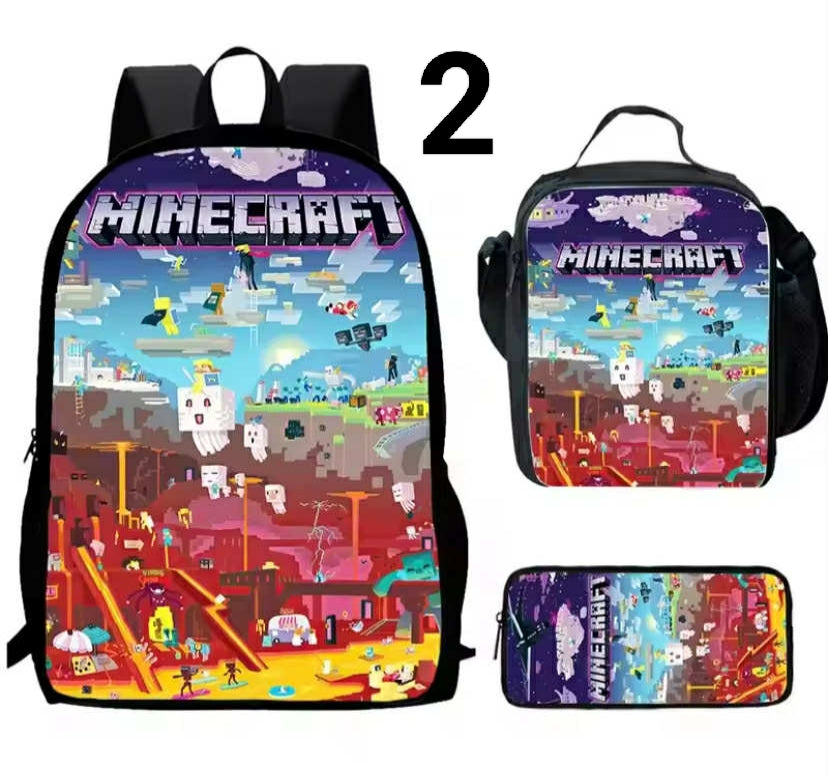 Mini-Craft Backpack Schoolbag Lunch Bag Pencil Case Set Gift for Kids