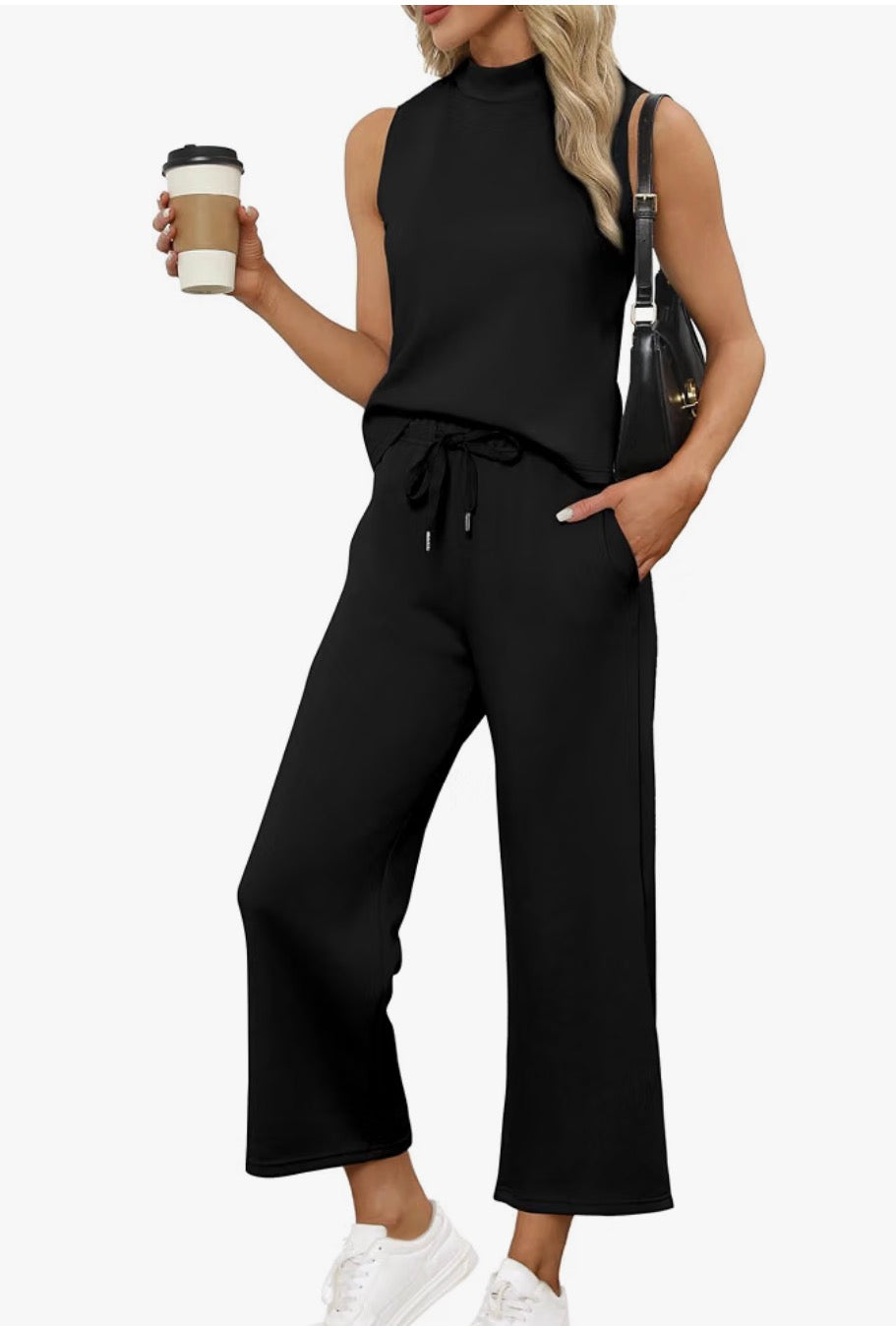 2 Piece Sets with Pockets Women's Tracksuit Full Set Lounge Wear Sets Airport Outfits Lightweight Sleeveless