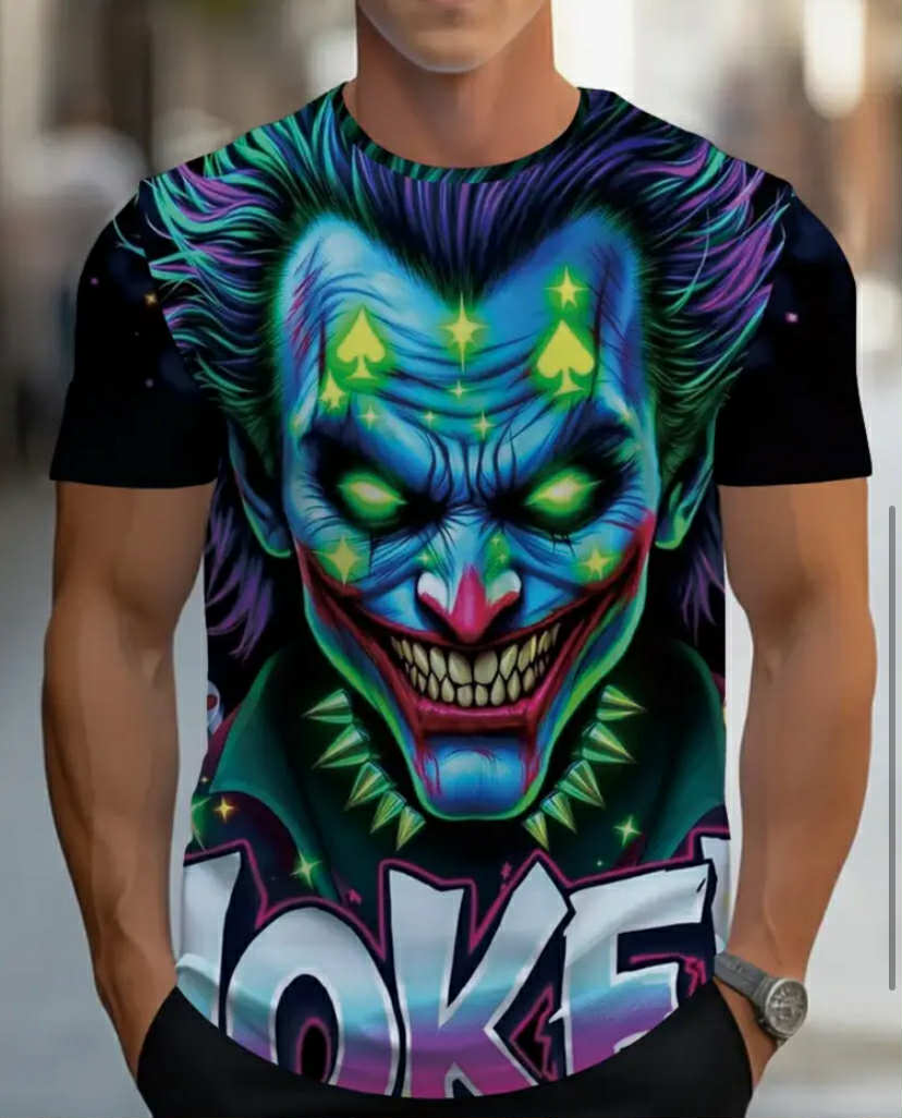 Men'S Joker Print T-Shirt  Casual Short Sleeve Tee