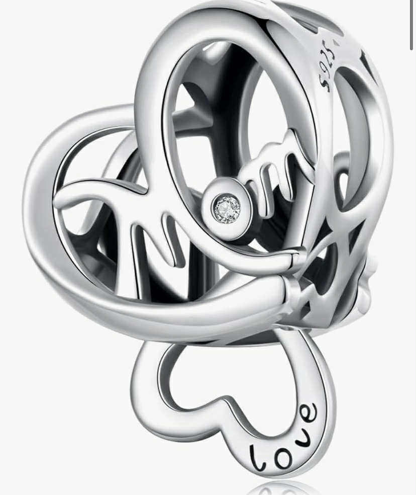 Love Heart Mom Charms 925 Sterling Silver Mother‘s Day Charms Fits Pandora Bracelet Necklace for Women