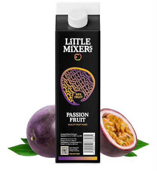 Little Mixers Passion Fruit Purée (1kg)  Real Fruit Puree for Cocktails, Desserts, and Baking  Independent, British Ready-to-Use, Rich Natural Flavour