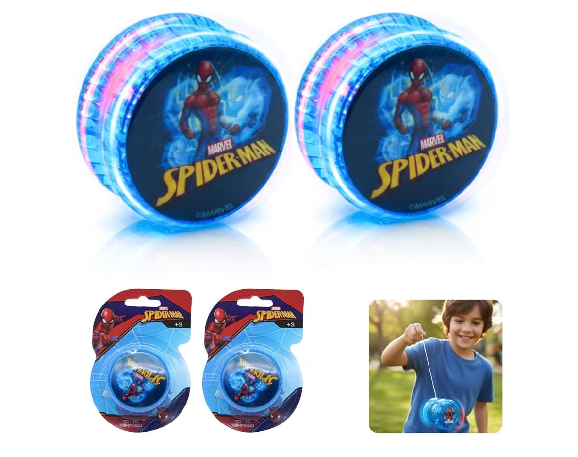 Marvel Spiderman & Disney Stitch Light Up Yo-Yo Set – 2 Pack Character YoYos for Kids, Beginner Friendly Responsive YoYo Toys, Fun Fidget Spinner