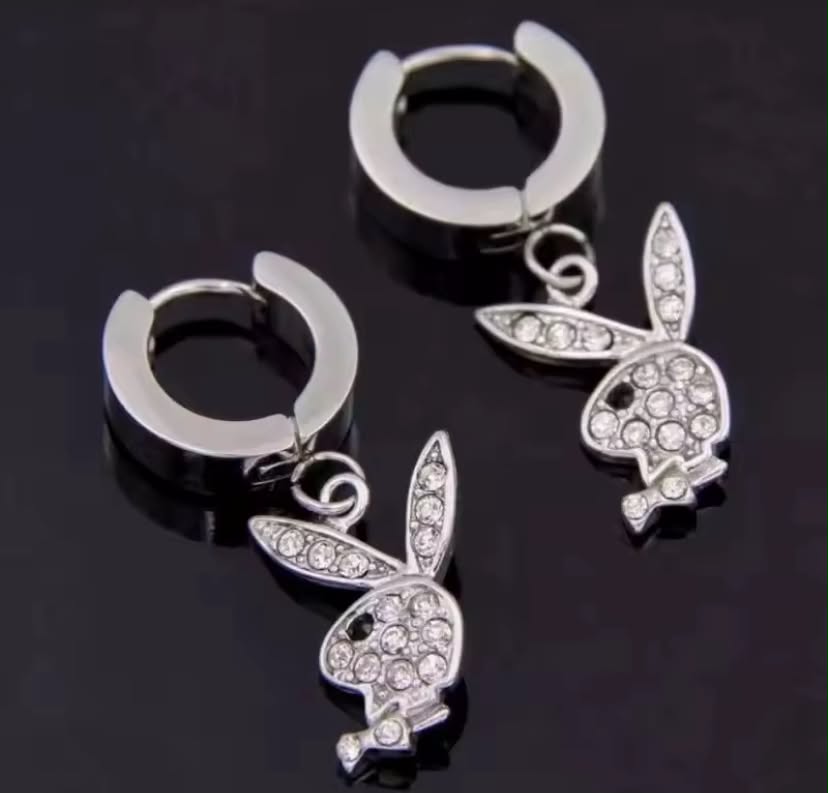 Rhinestone Rabbit Pendant Earrings