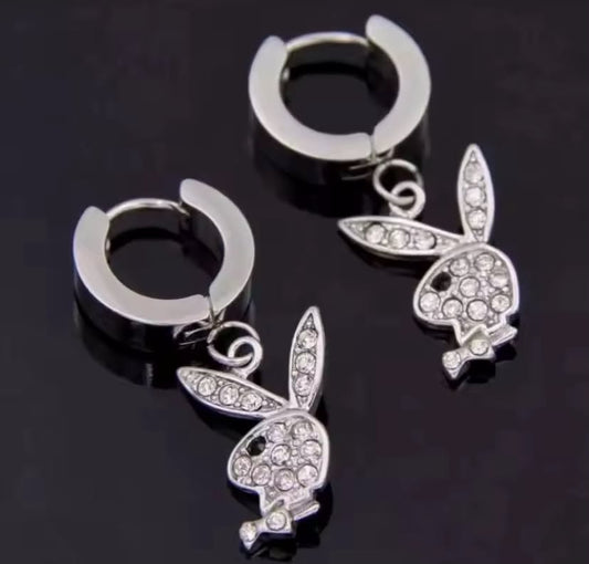 Rhinestone Rabbit Pendant Earrings