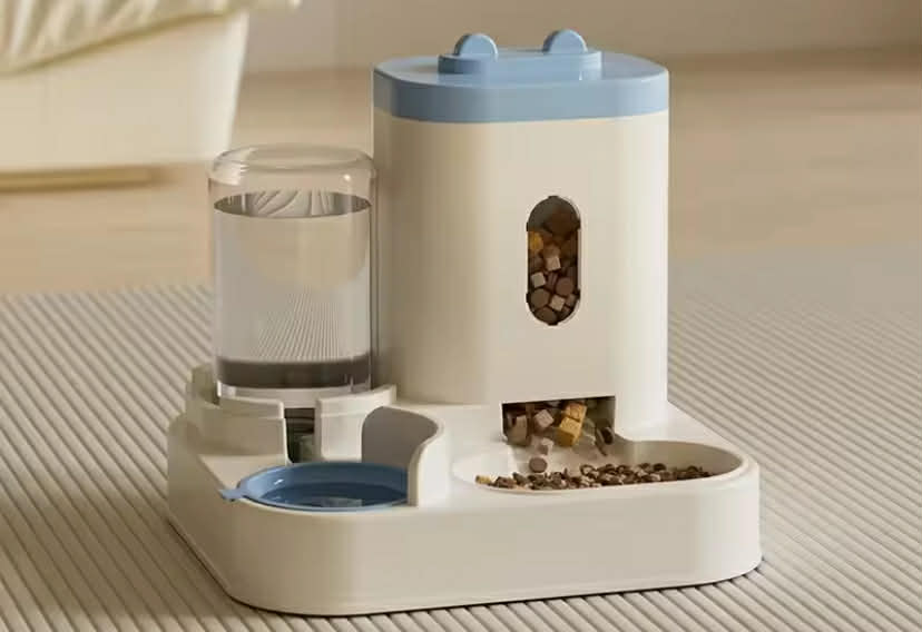 Automatic Feeder Dog Cat Food Bowl With Water Fountain Large Capacity