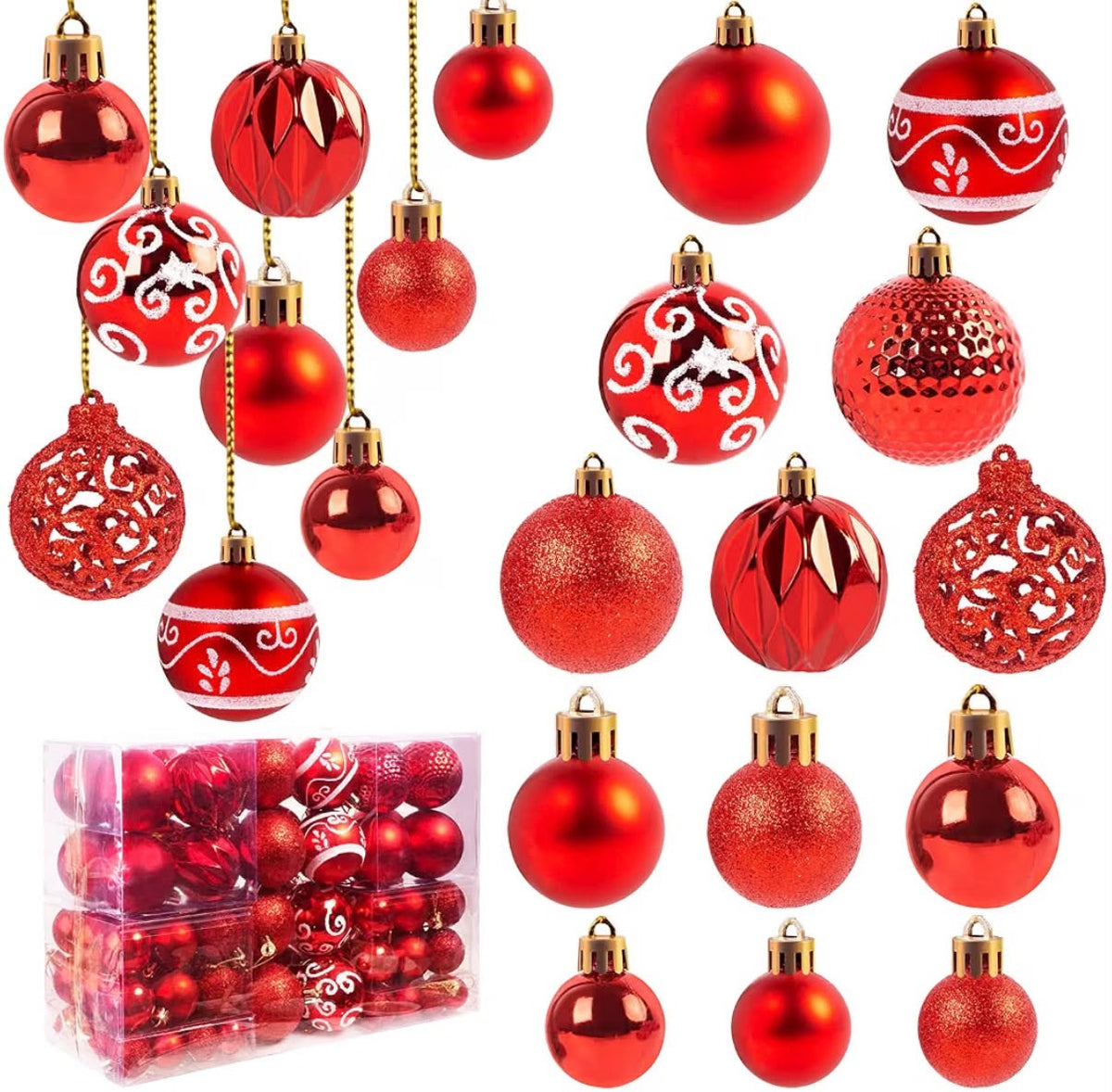 100Pcs Christmas Ball Ornaments for Christmas Tree Decoration Baubles Shatterproof Balls Hanging Ornaments for Xmas Holiday Party Home Decorations