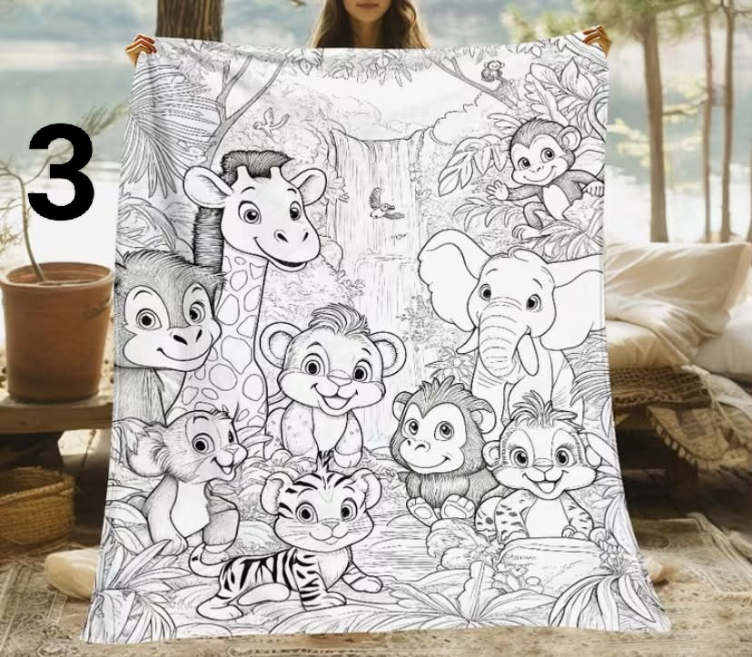 DIY Coloring Blanket With Markers - Color Your Own Blankets, Blanket Washable 1 pcs
