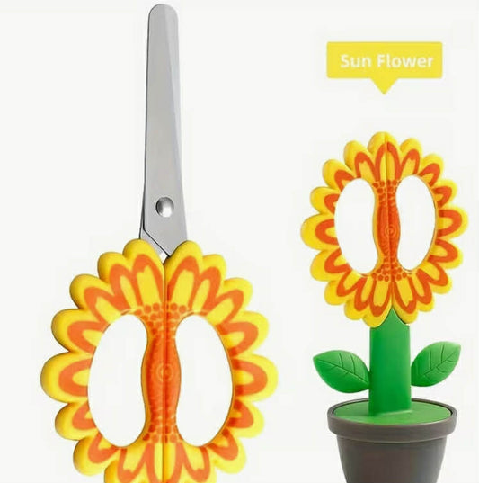 1 pc Creative Standing Flower Office Scissors, Cute Stationery Scissors, DIY Crafts Paper-Cutting Scissor School Supplies, Desk Decoration for Room, Safety Scissors.