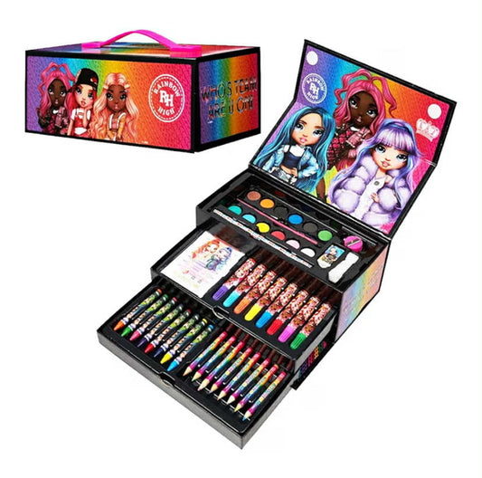 Rainbow High Art Set Kids 40 Plus Pieces Kids Colouring Sets Paints Colouring Pencils Markers Art Supplies Girls Gifts