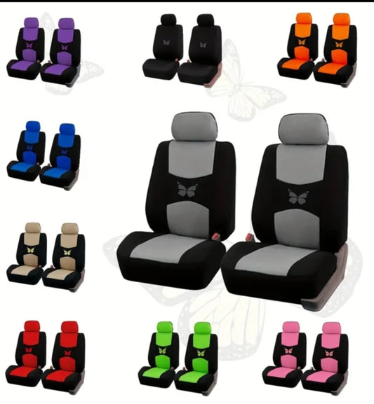 2 pcs Front Car Seat Covers with Heat-Transfer Butterfly Design,  Fit for Compact, Sedan, and SUV Models, All-Season Use