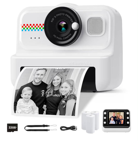Kids Camera Instant Print, 1080P Instant Print Camera for Kids with 32GB Card & 3 Rolls Paper, Selfie Digital Camara, Funny Toys Gifts for Boys & Girls Age 3-12