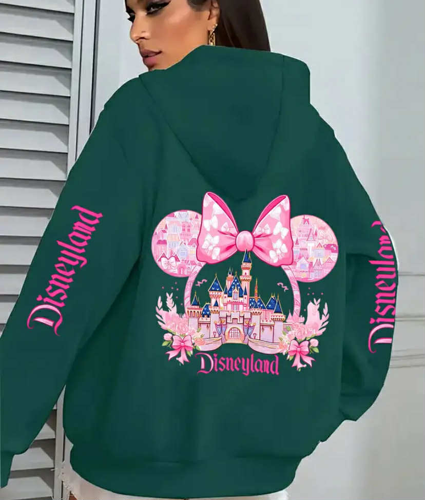 Authentic Disney Licensed Hoodie Featuring a Dreamy Castle Print, with a Front Zipper Design, Women'S Jacket