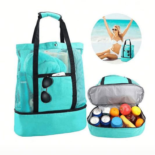 Casual,Minimalist Double Layer Beach Bag, Lightweight,Portable,With Multi Pockets, Versatile Travel Bag, For Festivals/Vacation/Holiday,All-Match Outdoor Bag With Insulated Layer
