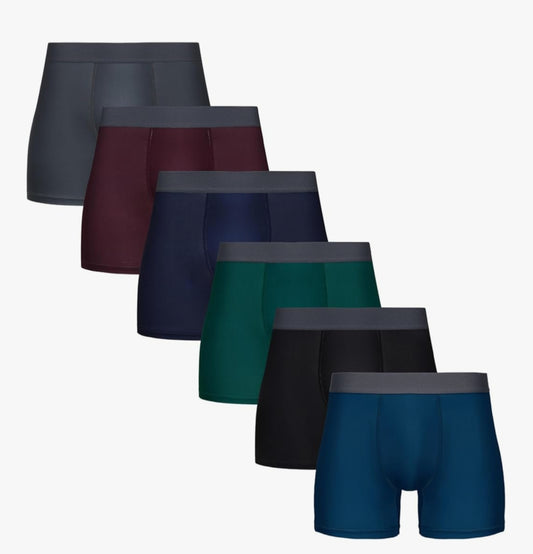 Men's Boxer Shorts  6 pk  Microfibre Stretch Underwear with Comfort Elastic Waistband Moisture Wicking Tag Free Comfort Double Layer Front Panel