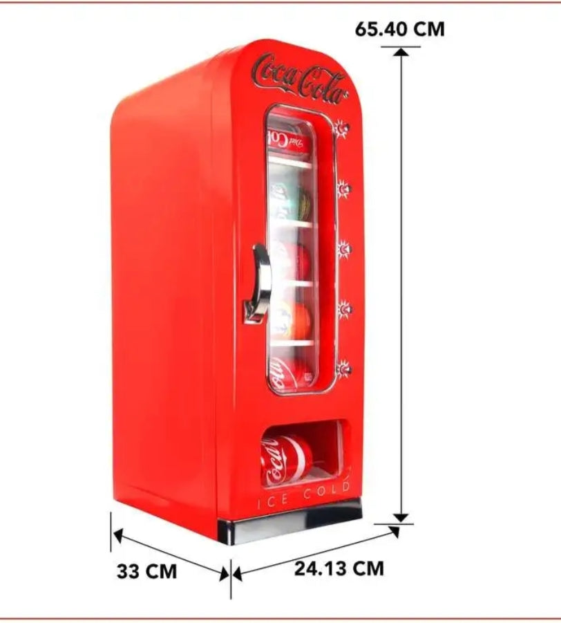 Coca-Cola 5L Vending Mini Fridge – 10 Can Portable Cooler for Bedroom, Dorm, or Gaming Room (Red)