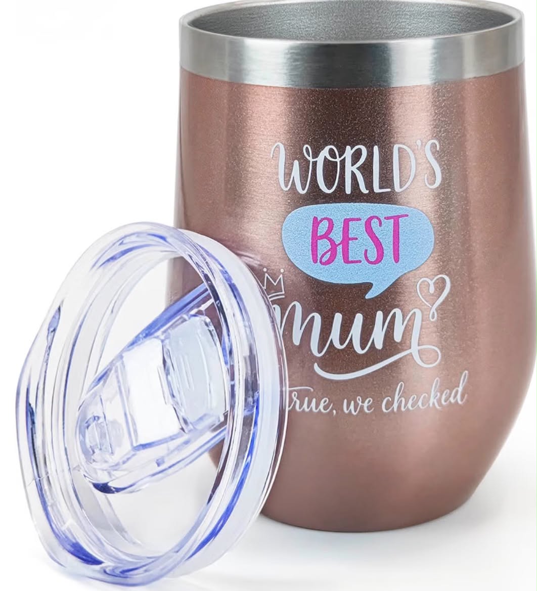 Coolparty 12oz Pink or brown  Insulated Wine Tumbler Gift for 
 350ml Stainless Steel Coffee Mug with Lid Double Wall Vacuum Travel Cup