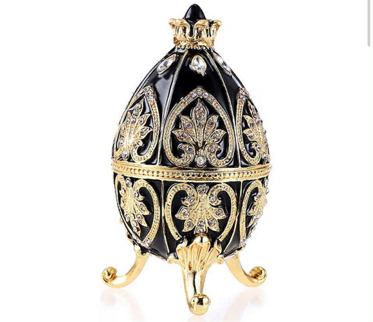 Enameled Egg Jewlery Box, Decorative Hinged Jewelry Trinket Box
