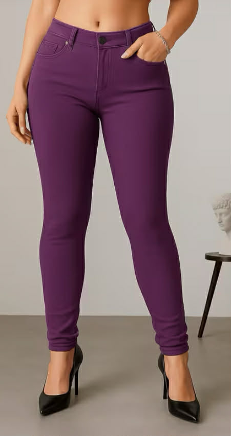 Women’s High Waisted Stretch Jeans LOOK Jeggings Slim Fit Skinny Denim Trousers Comfortable Soft Pull-On Elastic Waist Pants Shaping Body Contour Fit Casual Everyday Ladies Jeggings Lightweight Breathable Stretchy