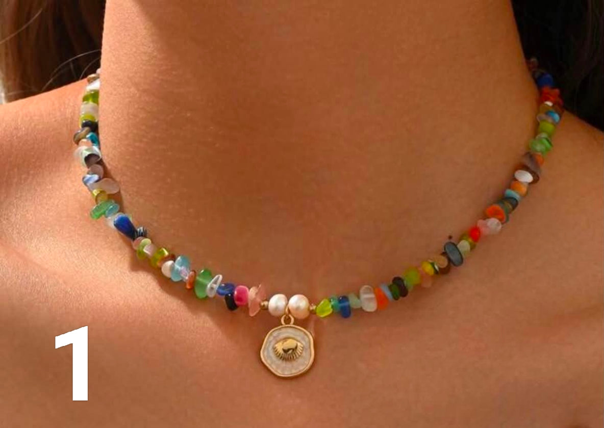 1 pc Beach Vacation Style Asymmetrical Beaded Necklace, Fashionable Versatile Alloy Shell Pendant Decorative