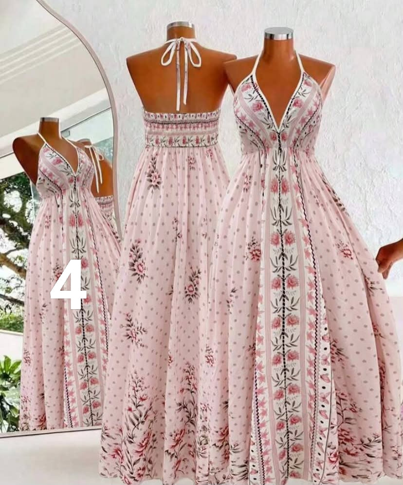 Flirla Bohemian Style Printed Beach Slip Dress