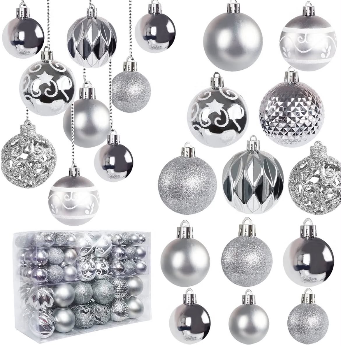 100Pcs Christmas Ball Ornaments for Christmas Tree Decoration Baubles Shatterproof Balls Hanging Ornaments for Xmas Holiday Party Home Decorations